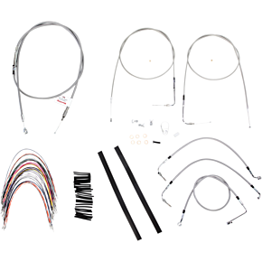 BURLY BRAND Handlebar Cable/Brake Line Kit - Complete - 14" Ape Hanger Handlebars - Stainless Steel B30-1085