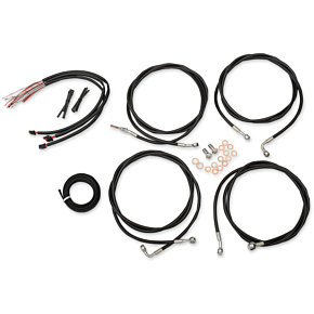 La Choppers Handlebar Cable/Brake Line Kit - Complete - 15" - 17" Ape Hanger Handlebars - Black Vinyl LA-8054KT2-16B