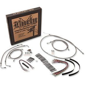 BURLY BRAND Handlebar Cable/Brake Line Kit - Complete - 13" Ape Hanger Handlebars - Stainless Steel B30-1102