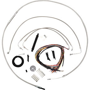 Handlebar Cable/Brake Line Kit - Complete - 15" - 17" Ape Hanger Handlebars - Stainless LA-8154KT2-16