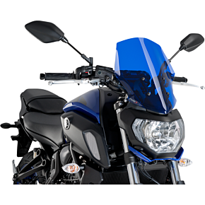 PUIG Naked Touring Windscreen - Blue - Yamaha