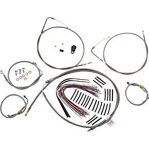 BURLY BRAND Control Kit - Early Touring Bikes - 15" Bagger Bar Handlebars - Stainless B30-1293