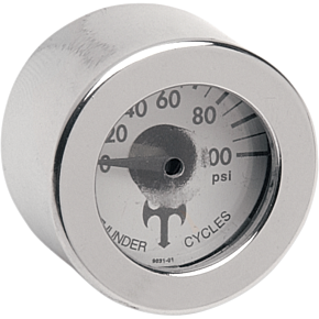 Mini Oil Pressure Gauge and Cover - Polished - White Face - 3/16" W x 9/16" D TC-001