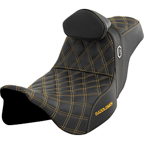 Pro Series SDC Performance Seat - w/ Backrest - Gold Stitch - FLH/FLT '08-'25 SC80807GOLRT