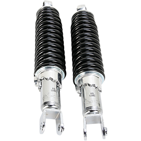 Custom Shorty Shocks with Shroud - Chrome Body/Black Spring Finish - Clevis Lowering 17-05696