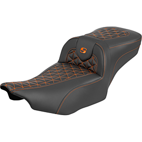 Roadsofa™ Extended Reach Seat - without Backrest - Tri-Gripper Orange Stitch - FLH/FLT '23-'25 823-07-21103