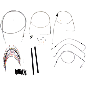 BURLY BRAND Handlebar Cable/Brake Line Kit - Complete - 18" Ape Hanger Handlebars - Stainless Steel B30-1084