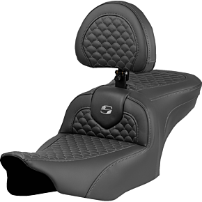 Roadsofa™ Seat - Dragon Scale Stitch - Gray Stitch - w/ Backrest - FLTR/FLHX '23-'24 823-07-208B2