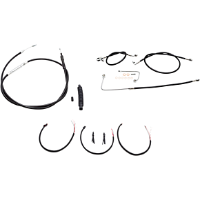 Handlebar Cable/Brake Line Kit - Complete - 15" - 17" Ape Hanger Handlebars - Black Vinyl LA-8151KT2B-16B