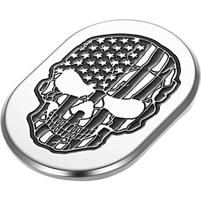 Antenna Cover - Right Rear Fender - Contrast Cut American Flag Skull - Chrome FD27-AC-SS-RT