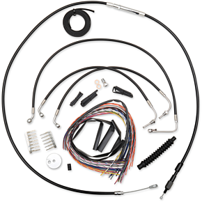 Handlebar Cable/Brake Line Kit - Complete - 18" - 20" Ape Hanger Handlebars - Black Vinyl LA-8011KT2B-19B