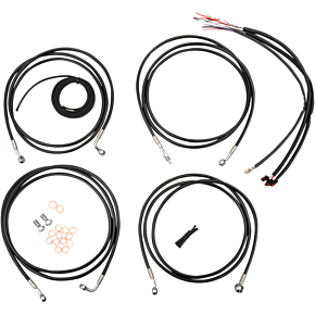 La Choppers Handlebar Cable/Brake Line Kit - Complete - 12" - 14" Ape Hanger Handlebars - Black Vinyl LA-8052KT2-13B