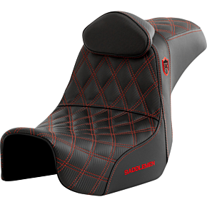 Pro Series SDC Performance Seat - w/ Backrest - Red Stitch - Dyna '06-'17 SC80604REDRT