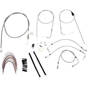 BURLY BRAND Handlebar Cable/Brake Line Kit - Complete - 14" Ape Hanger Handlebars - Stainless Steel B30-1088