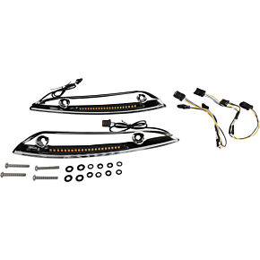 Custom Dynamics Windshield Trim - Sequential Turn Signal - Chrome CD-RG-SWT-AW2-C
