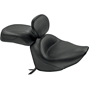 Seat - Vintage - Wide - Touring - With Driver Backrest - Two-Piece - Smooth - Black - Raider 79551