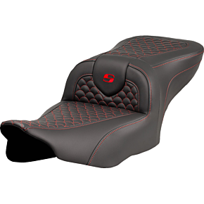 Roadsofa™ Seat - Dragon Scale Stitch - Red Stitch - w/o Backrest - FLTR/FLHX '23-'24 823-07-20804