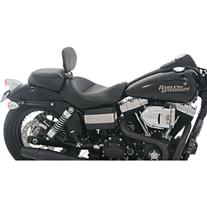 Mustang Wide Solo Seat - With Backrest - Vintage - Black - Smooth - FXD '06-'17 79358