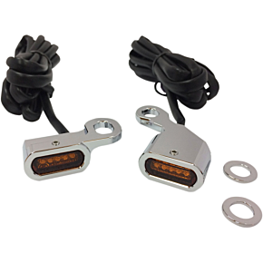 LED Handlebar Marker Lights - Chrome/Amber 2040-2132