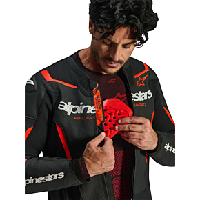 GP Force v2 Airflow Leather Jacket - Black/Red Fluo - US 42 / EU 52 3100326-1030-52