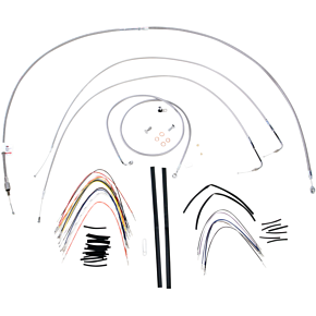 BURLY BRAND Handlebar Cable/Brake Line Kit - Complete - 16" Ape Hanger Handlebars - Stainless Steel B30-1056