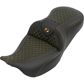 Roadsofa™ Seat - without Backrest - Dragon Stitch - Gold Stitch - FLH/FLT '08-'25 808-07B-20807