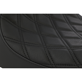 Drag Specialties Seat - 3/4 Solo - Double Diamond - Black w/ Black Stitching 0804-0744