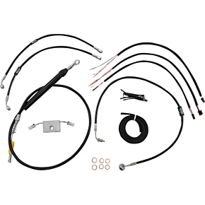 Handlebar Cable/Brake Line Kit - Quick Connect - Complete - 12" - 14" Ape Hanger Handlebars - Black LA-8157KT2-13B