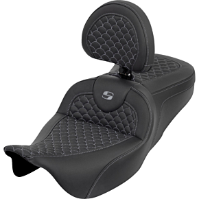 Roadsofa™ Seat - Dragon Scale - Gray Stitch - with Backrest - Touring '08-'25 808-07B-208B2