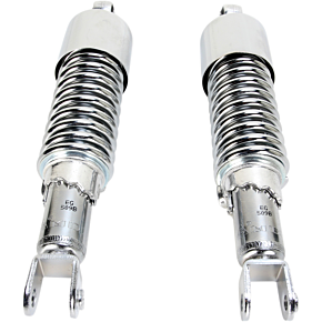 Custom Shorty Shocks with Shroud - Chrome Body/Chrome Spring Finish - Clevis Lowering 17-05694