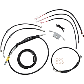 Handlebar Cable/Brake Line Kit - Quick Connect - Complete - 15" - 17" Ape Hanger Handlebars - Black LA-8157KT2-16B