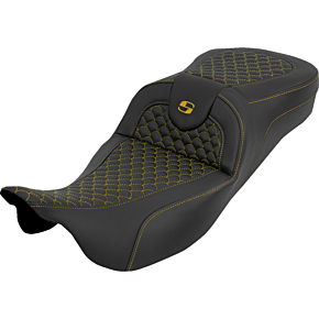 Extended Reach RoadSofa™ Seat - Dragon Scale - w/o Backrest - Gold Stitch - FLH/FLT '08-'25 808-07B-20907