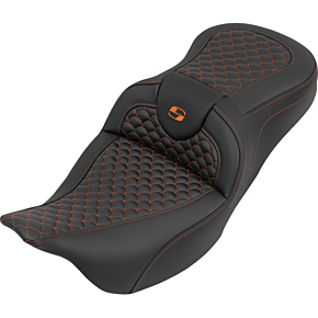 Roadsofa™ Seat - without Backrest - Dragon Stitch - Orange Stitch - FLH/FLT '08-'25 808-07B-20803