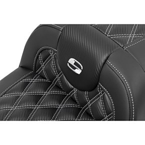 RoadSofa™ Carbon Fiber Seat - w/o Backrest - Lattice Stitch - Silver Stitch - FL/FX '23-'24 823-07-20605