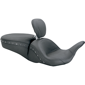 Mustang Lowdown Seat with Driver Backrest - Black Studded 79705