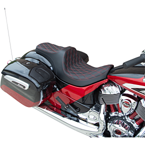 Drag Specialties Predator III Seat - Forward Positioning - Double Diamond - Red 0810-2272