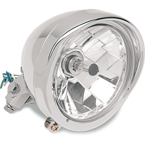 5-3/4" Head Light with Visor - Clear Lens - Chrome 2001-0095