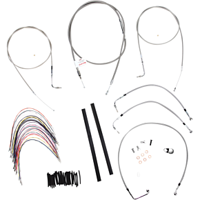BURLY BRAND Handlebar Cable/Brake Line Kit - Complete - 16" Ape Hanger Handlebars - Stainless Steel B30-1077