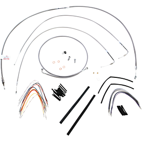 BURLY BRAND Handlebar Cable/Brake Line Kit - Complete - 14" Ape Hanger Handlebars - Stainless Steel B30-1051