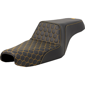 Step-Up Seat - Honeycomb - Gold Stitching - 3.3 Gal Tank - Sportster '04-'22 807-11-17707