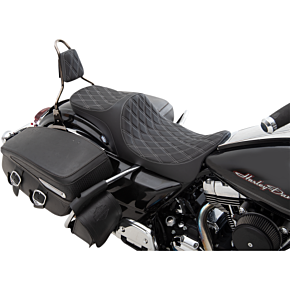 Drag Specialties Predator III 2-Up Seat - Double Diamond - Silver Thread 0801-1305