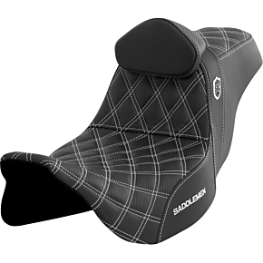 Pro Series SDC Performance Seat - w/ Backrest - White Stitch - FLH/FLT '08-'23 SC80807WHIRT
