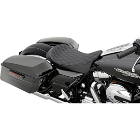 Drag Specialties Low Solo Seat - Double Diamond - Silver Stitch 0801-1153