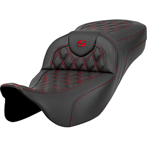 Extended Reach Roadsofa™ Seat - Lattice Stitch - Red Stitch - without Backrest - FL '08-'24 808-07B-18404