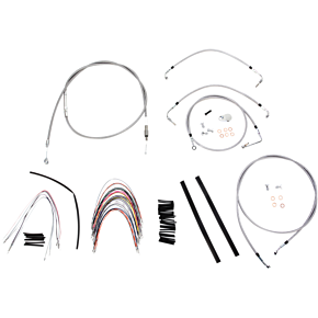 BURLY BRAND Handlebar Cable/Brake Line Kit - Complete - 16" Ape Hanger Handlebars - Stainless Steel B30-1095