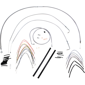 BURLY BRAND Handlebar Cable/Brake Line Kit - Complete - 14" Ape Hanger Handlebars - Stainless Steel B30-1050