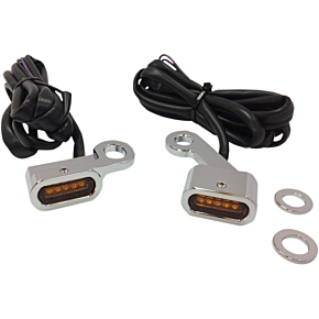 LED Handlebar Marker Lights - XL - Chrome/Amber 2040-2136