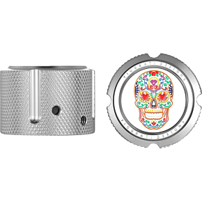 Axle Nut Cover - Front - Stainless Steel - Sugar Skull - Silver FD30-FAC-SS