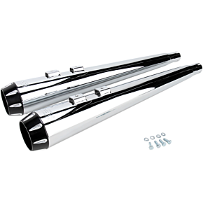 Megaphone Mufflers - Chr/Blk - Fluted - Performance Baffle FLH-517RL
