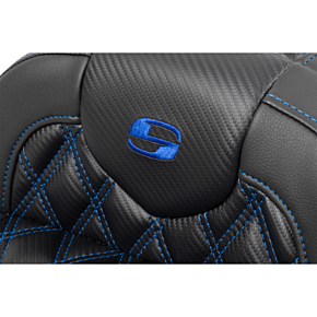 RoadSofa™ Seat - without Backrest - Carbon Fiber - Lattice Stitch - Blue Stitch - FLTR/FLHX '23-'24 823-07-20601